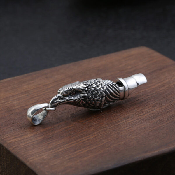 Sterling Silver Eagle Head Whistle Pendant - Image 2