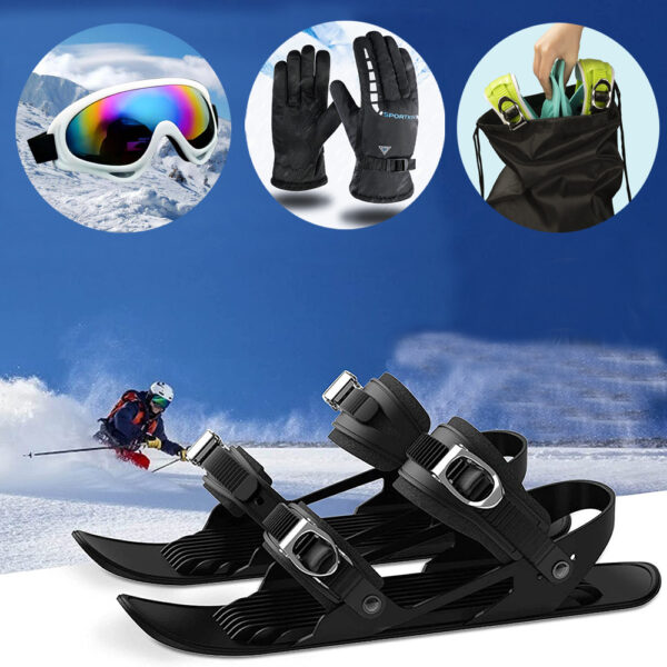 Mini Ski Skates Portable Short Skiboard Adjustable Skates Shoes For Snow - Image 3